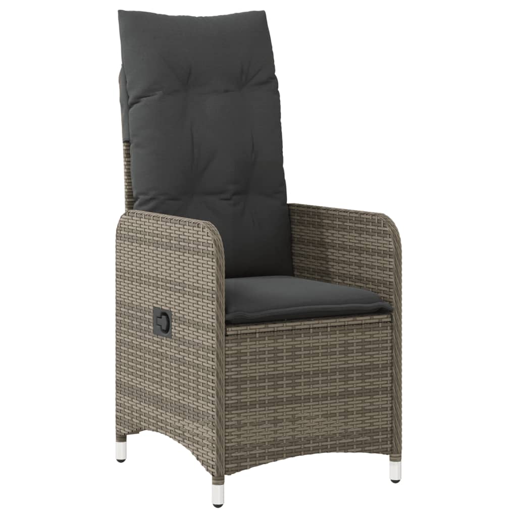 Set bistro de gradina cu perne, 7 piese, gri, poliratan — imaginea 4
