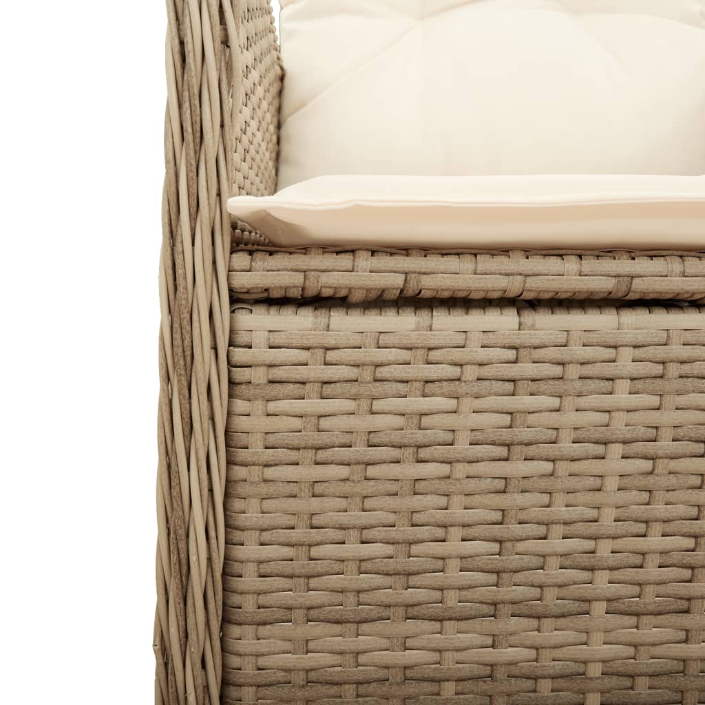 Set bistro de gradina, 5 piese, cu perne, bej, poliratan — imaginea 5