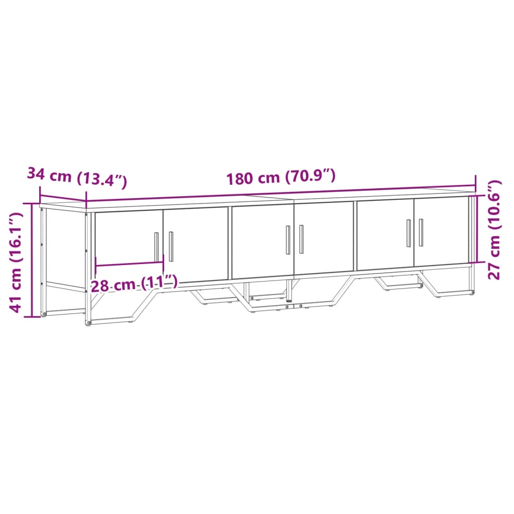 Dulap TV, stejar sonoma, 180x34x41 cm, lemn prelucrat — imaginea 9