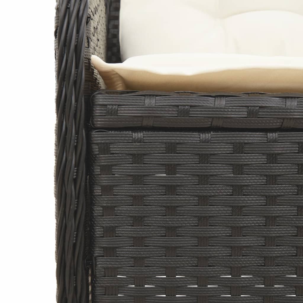 Set sezlonguri de gradina, 5 piese, cu perne, negru, poliratan — imaginea 10