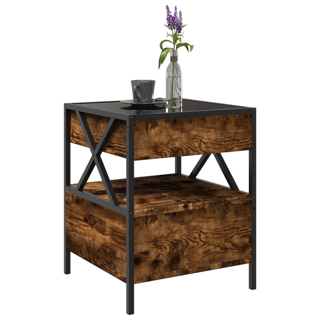 Masuta de cafea cu LED infinity, stejar fumuriu, 40x40x51 cm — imaginea 5