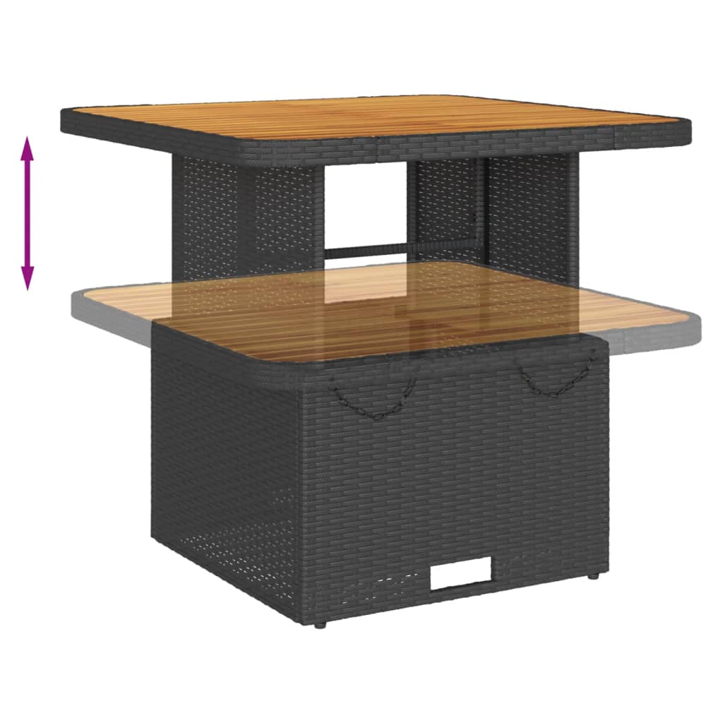 Set mobilier de gradina cu perne, 7 piese, negru, poliratan — imaginea 9