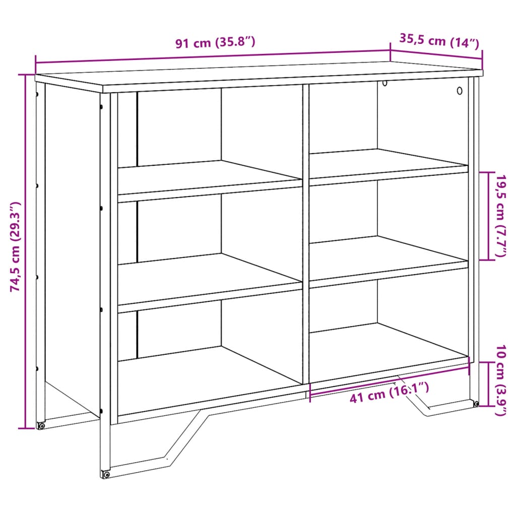Dulap, negru, 91x35,5x74,5 cm, lemn prelucrat — imaginea 9
