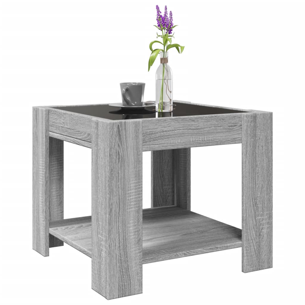 Masuta de cafea cu LED gri sonoma 53x53x45 cm lemn prelucrat — imaginea 5