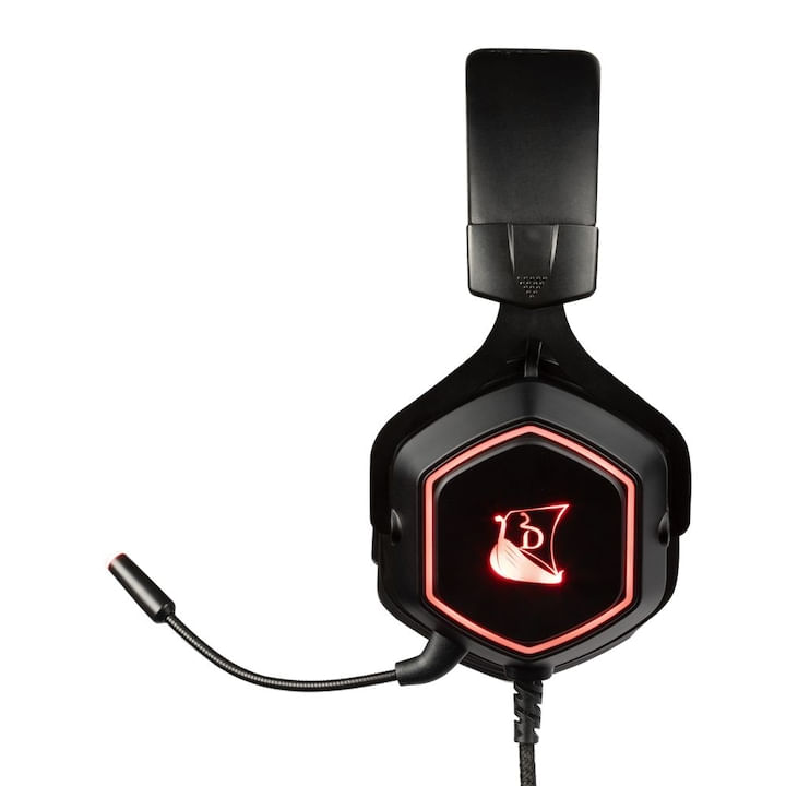 Casti cu microfon gaming Drakkar, Ragnarök Evo 7.1, Konix, negru/rosu