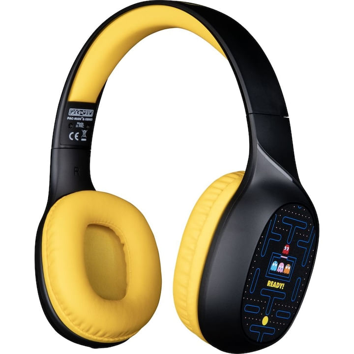 Casti wireless PacMan, Konix, Bluetooth, negru/galben - 1 | YEO