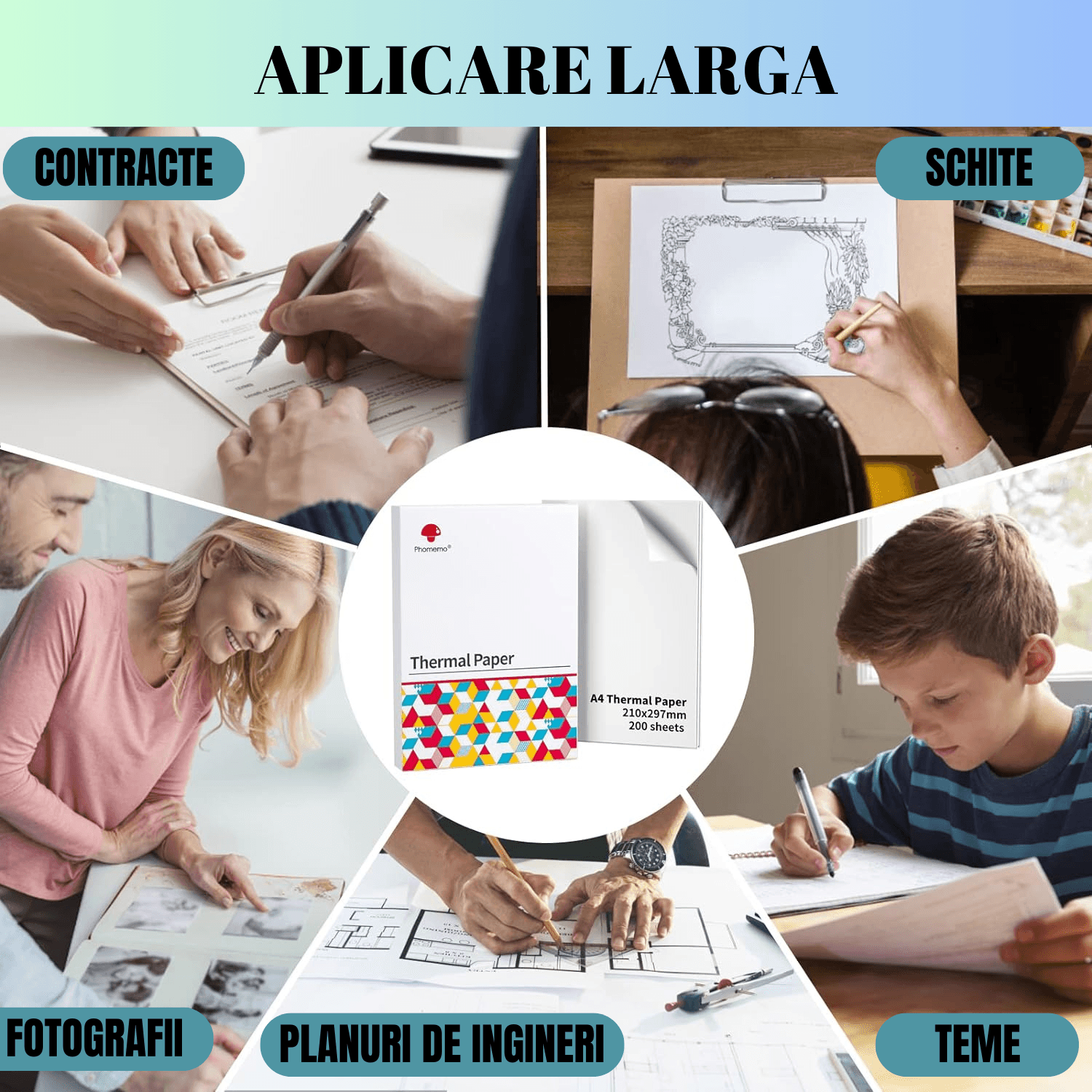 Foi Termice A4 Phomeno, 200 Bucati, ABY PRODUCTS, Hartie Speciala, Compatibila cu orice Imprimanta Termica A4 - imagine 5