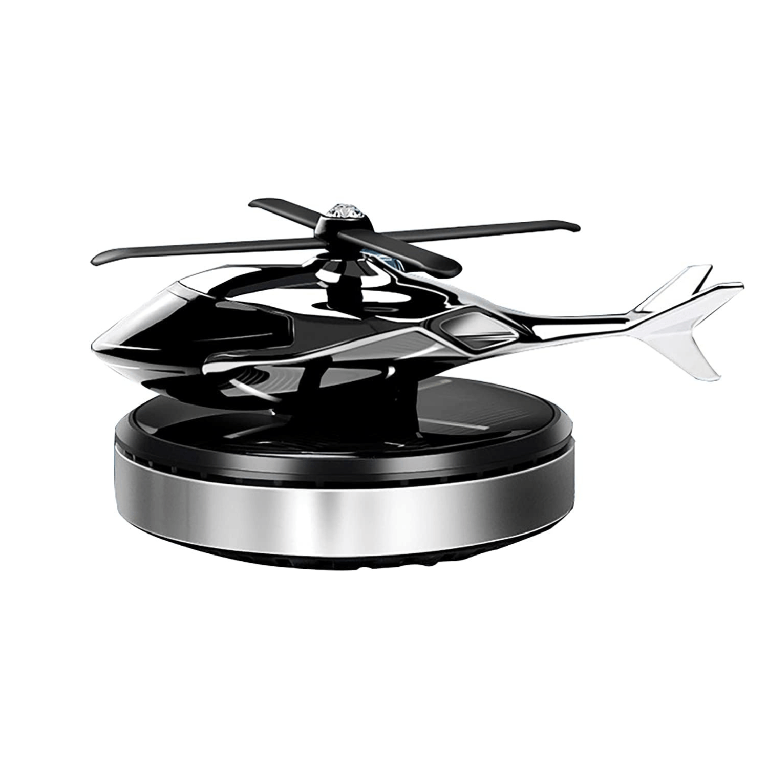 Odorizant auto cu incarcare solara, baza antiderapanta, Ulei parfumat si pipeta incluse, model elicopter - 1 | YEO