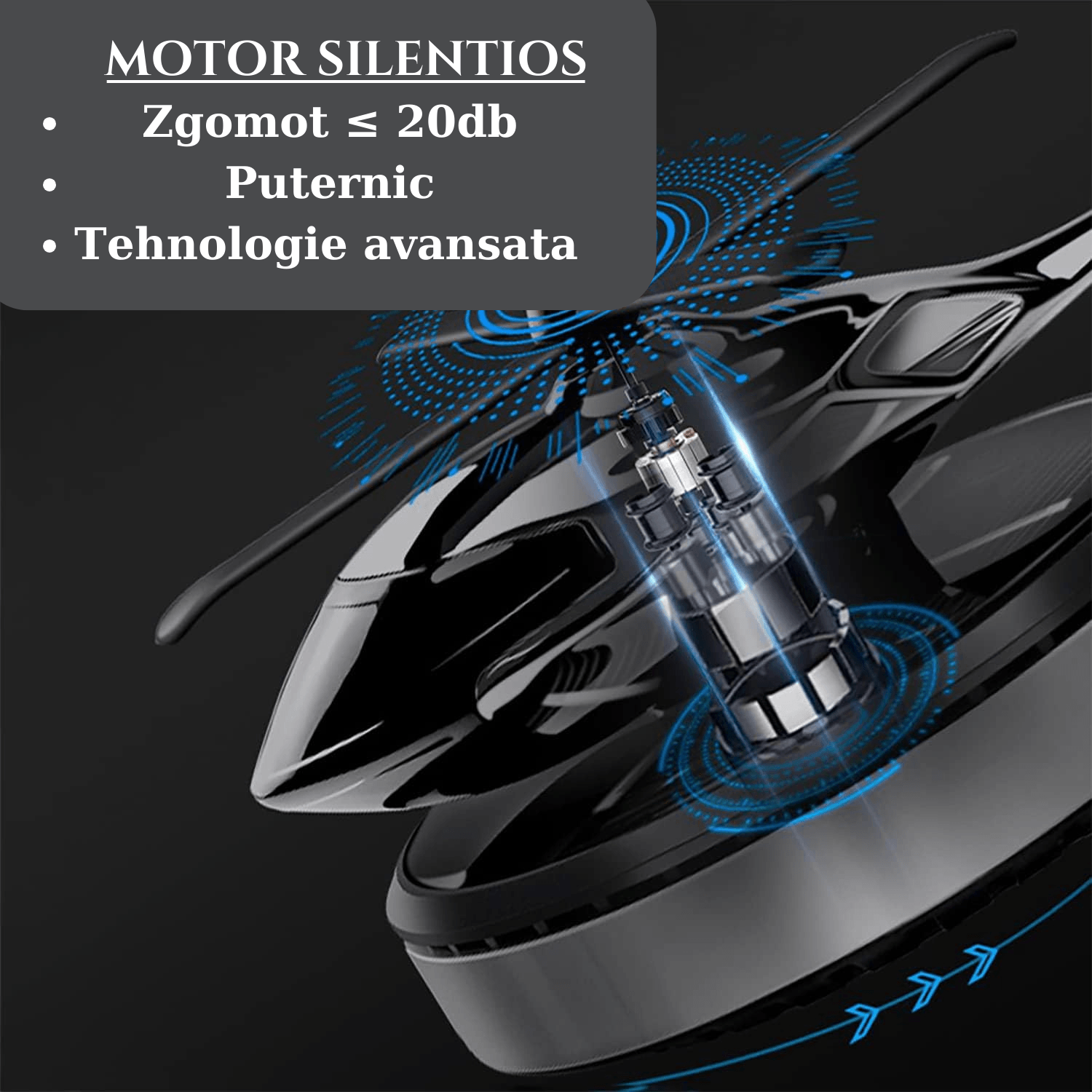 Odorizant auto cu incarcare solara, baza antiderapanta, Ulei parfumat si pipeta incluse, model elicopter - 4 | YEO