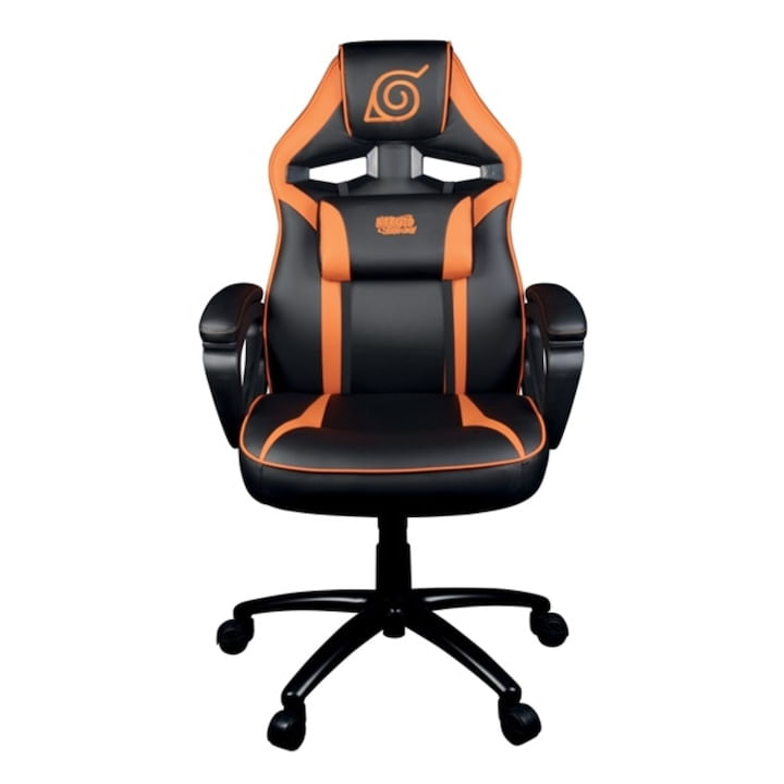 Scaun gaming, Konix, piele ecologica, Naruto, suport lombar, negru/portocaliu - 1 | YEO