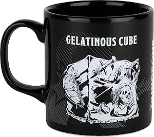 Cana Dungeons & Dragons Cub gelatinos din ceramica, 320 ml, alb/negru