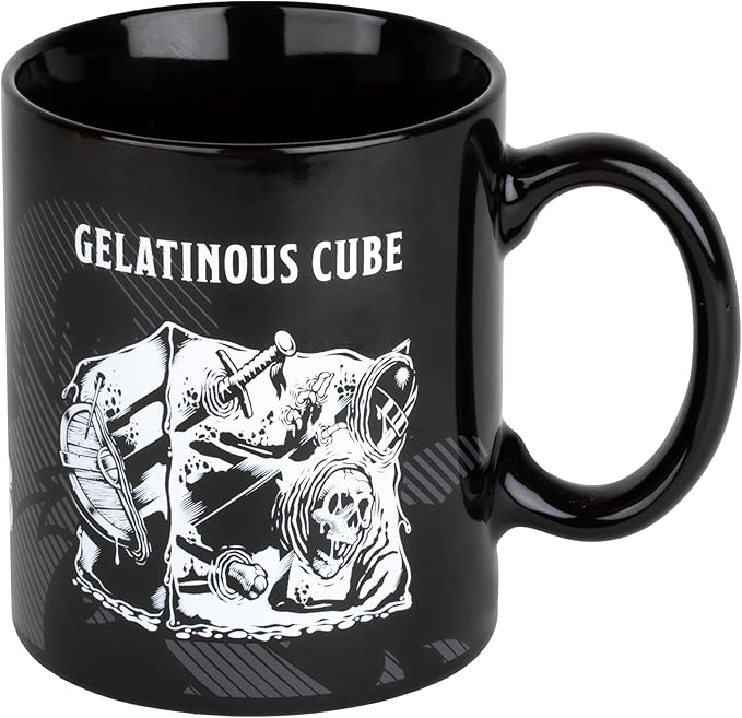 Cana Dungeons & Dragons Cub gelatinos din ceramica, 320 ml, alb/negru - 1 | YEO