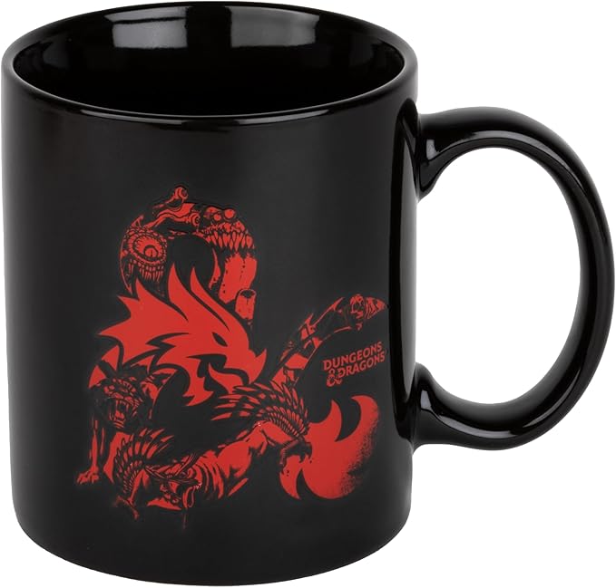 Cana Dungeons & Dragons Monsters din ceramica, 320ml, negru/rosu