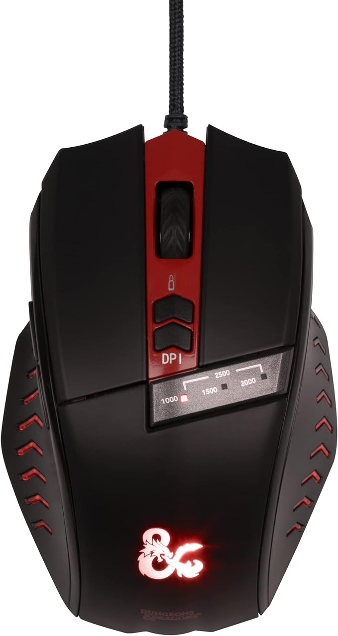 Mouse gaming, Konix, Dungeons&Dragons, negru/rosu