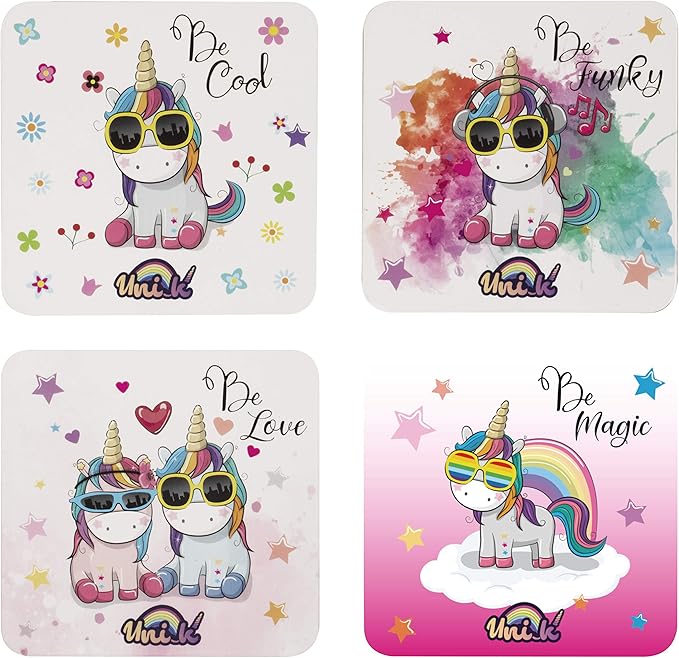 Suporturi pahare, Unik  Coasters Unicorn, pentru 4 pahare - 1 | YEO