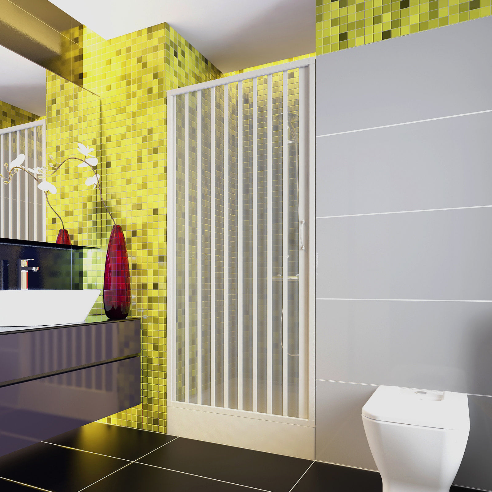 Paravan dus Venere 80AL, usa armonica, fara cadita, material PVC, latime 80 cm - imagine 2