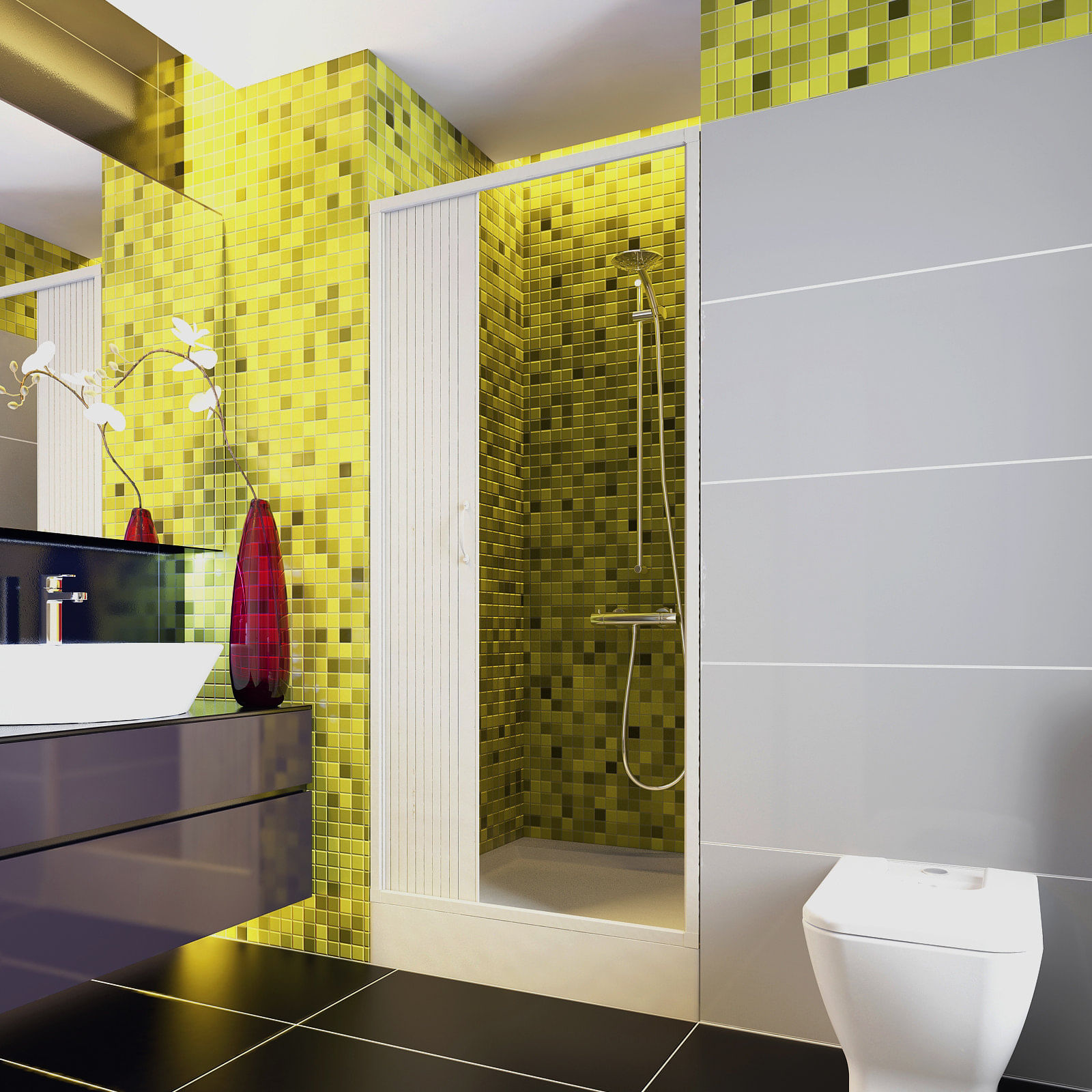 Paravan dus Venere 80AL, usa armonica, fara cadita, material PVC, latime 80 cm - imagine 4