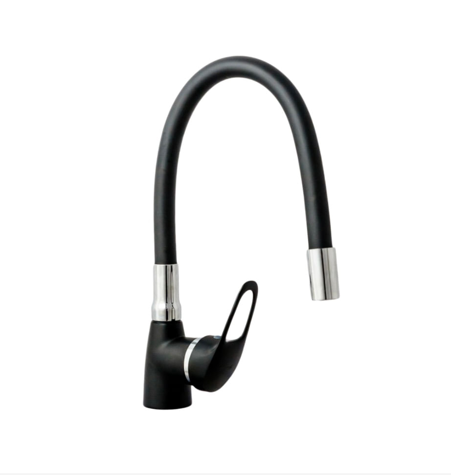 Baterie bucatarie Italbox tip lebada, pipa flexibila, neagra