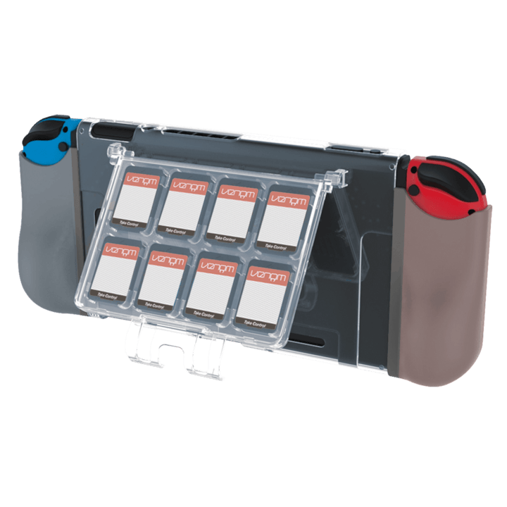 Husa de protectie Venom pentru Nintendo Switch cu suport jocuri, transparent