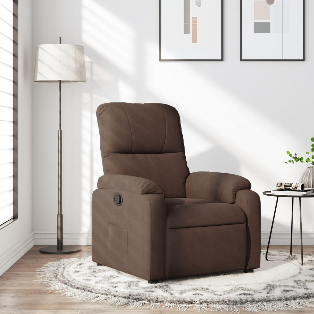 Fotoliu rabatabil, maro, microfibra — imaginea 2