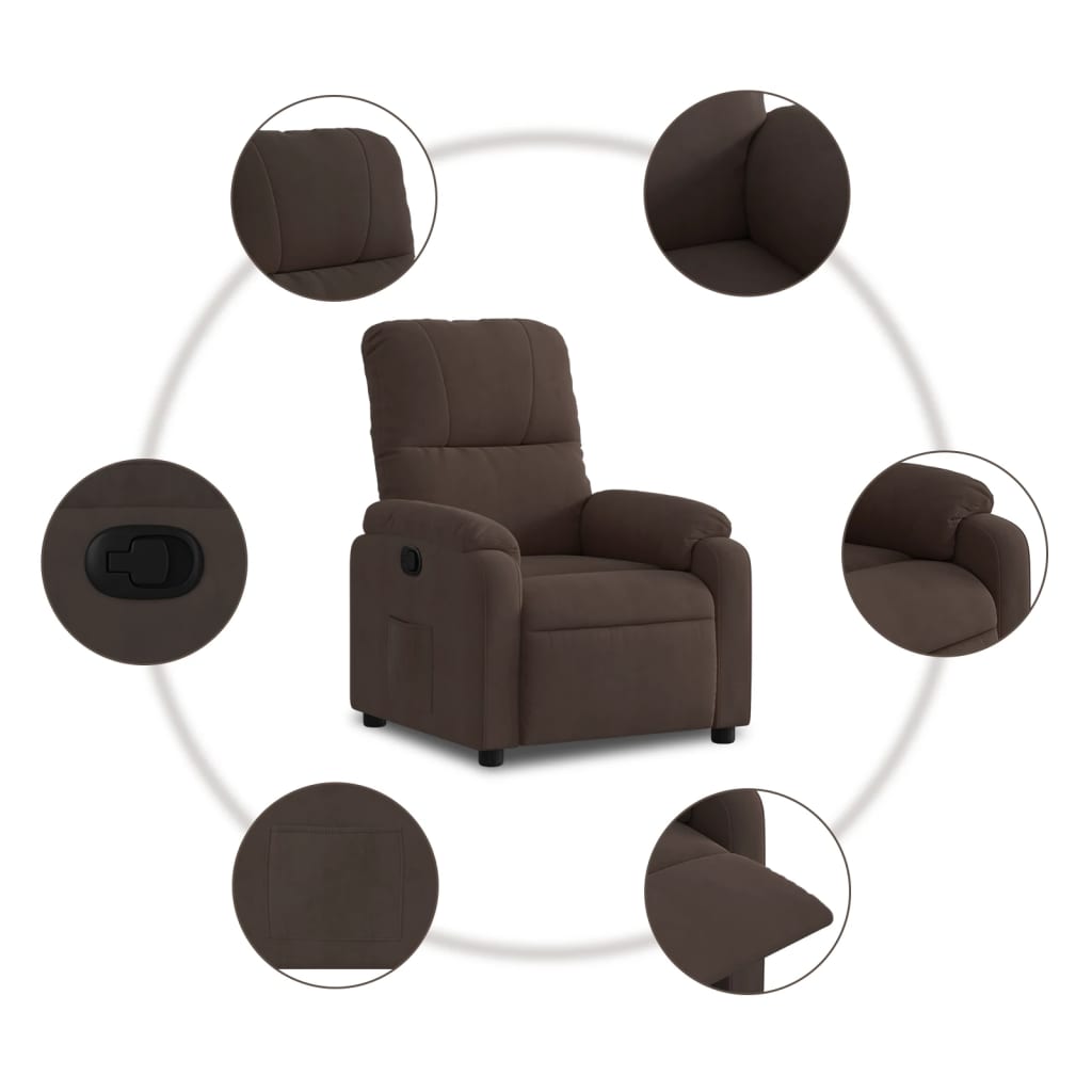 Fotoliu rabatabil, maro, microfibra — imaginea 5