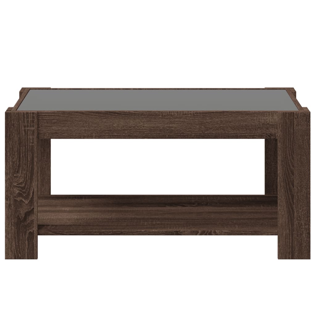 Masuta de cafea cu LED stejar maro 93x53x45 cm lemn prelucrat — imaginea 6