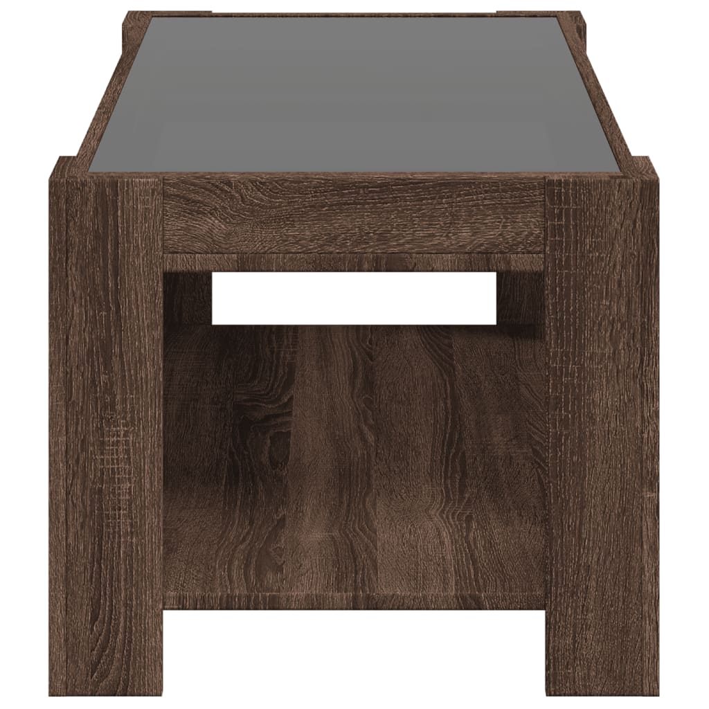 Masuta de cafea cu LED stejar maro 93x53x45 cm lemn prelucrat — imaginea 7