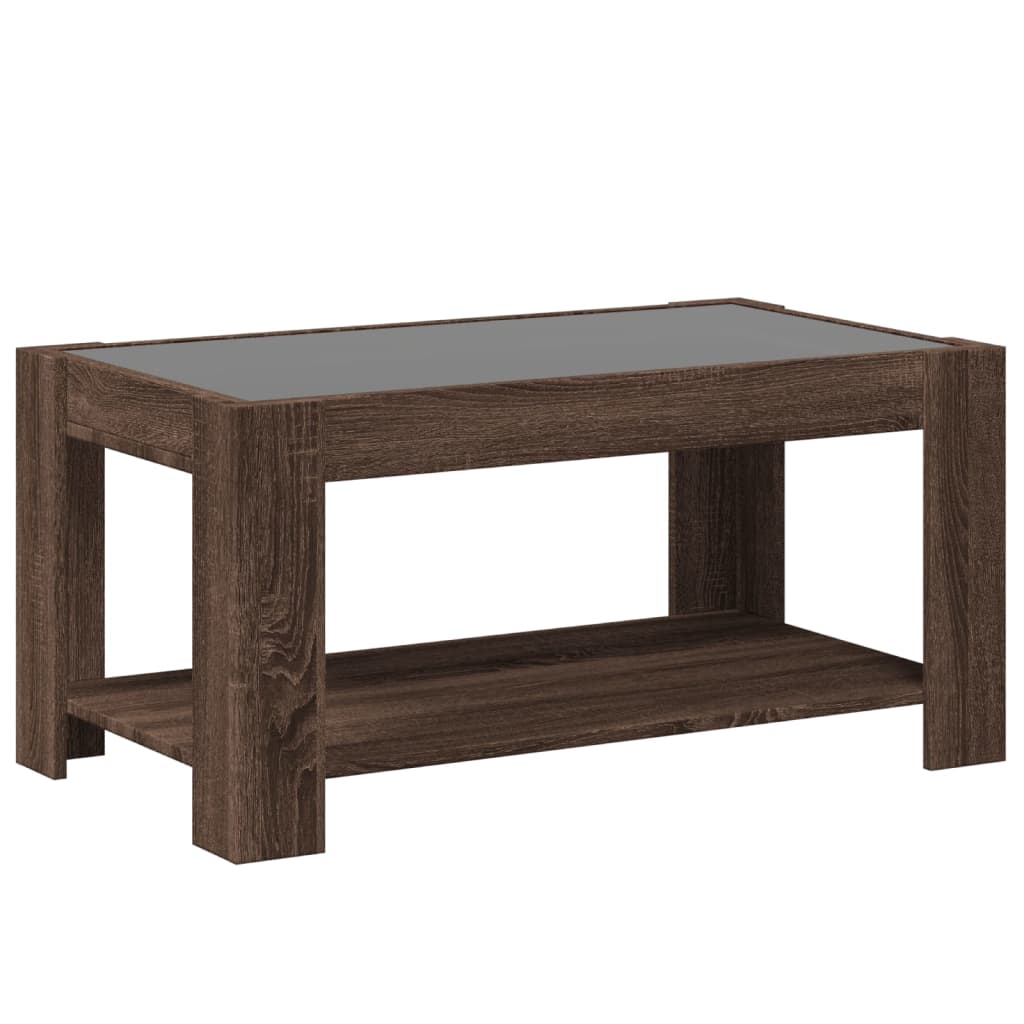 Masuta de cafea cu LED stejar maro 93x53x45 cm lemn prelucrat — imaginea 8