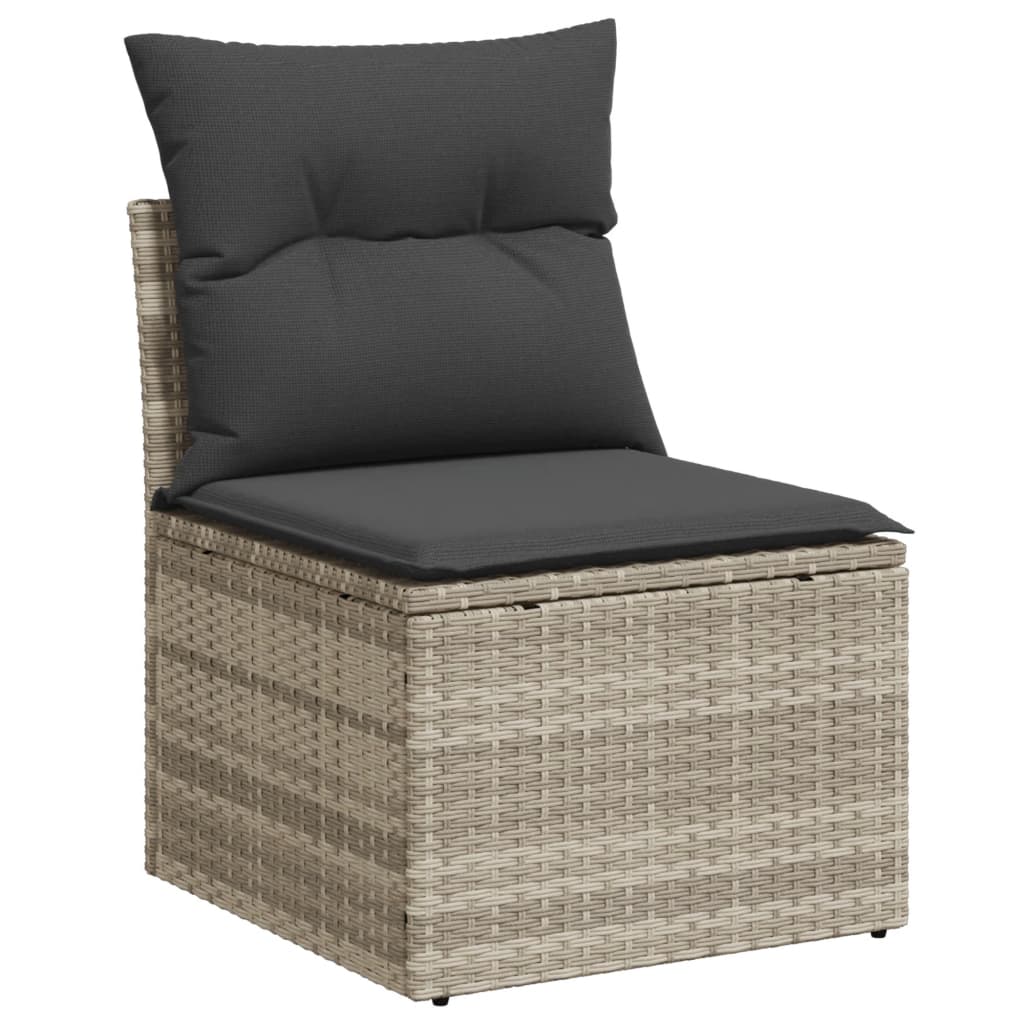 Set mobilier de gradina cu perne, 8 piese gri deschis poliratan — imaginea 4