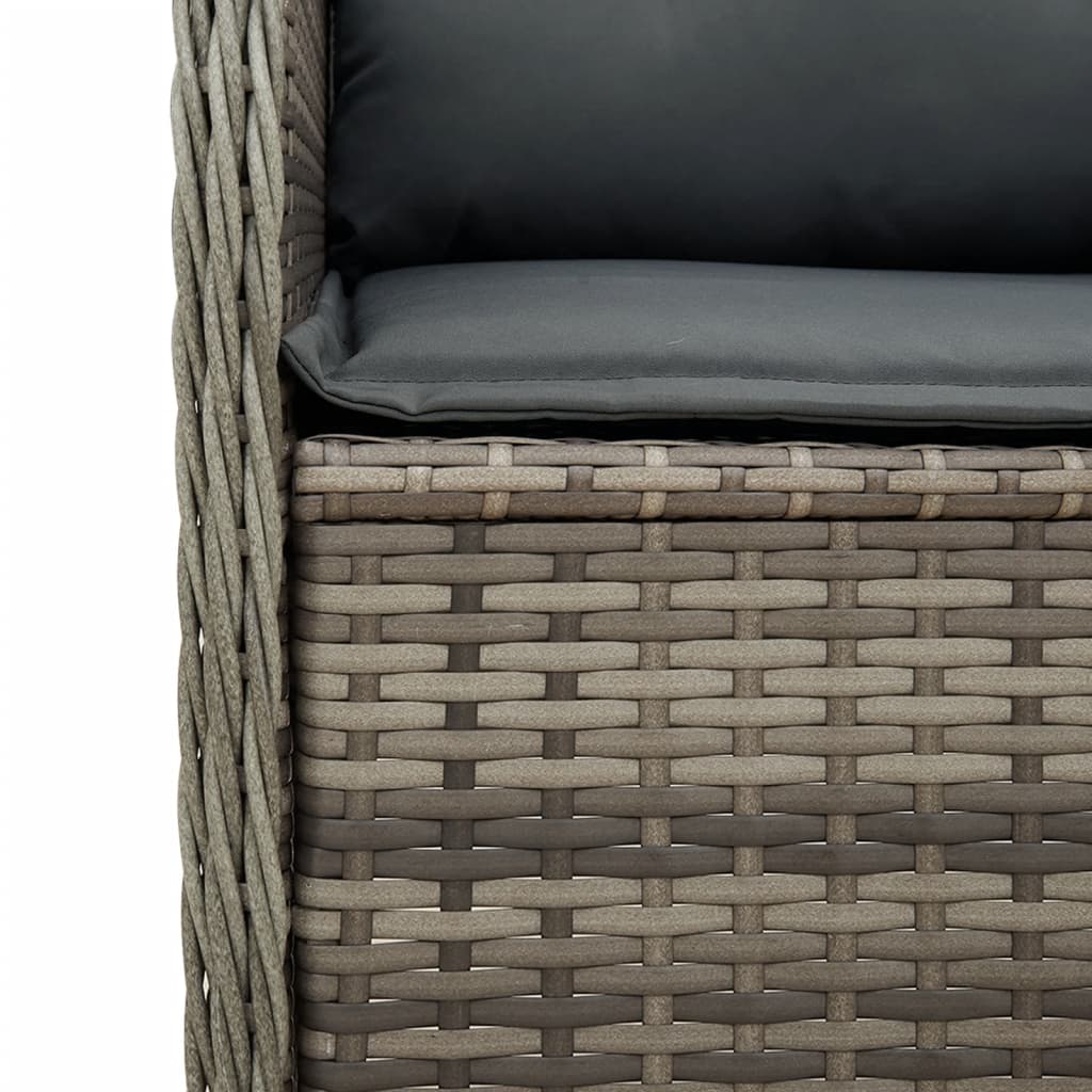 Set mobilier de gradina cu perne, 5 piese, gri, poliratan — imaginea 9