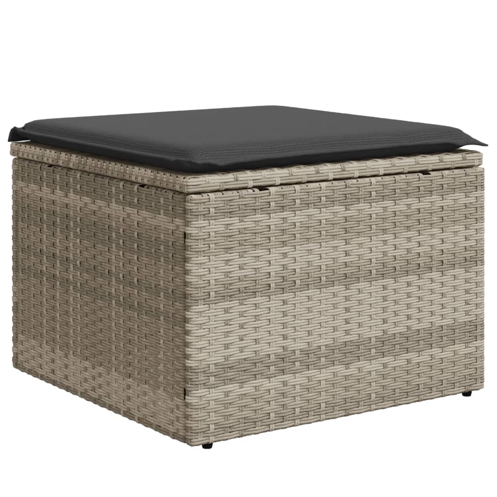 Set mobilier de gradina cu perne, 8 piese gri deschis poliratan — imaginea 6