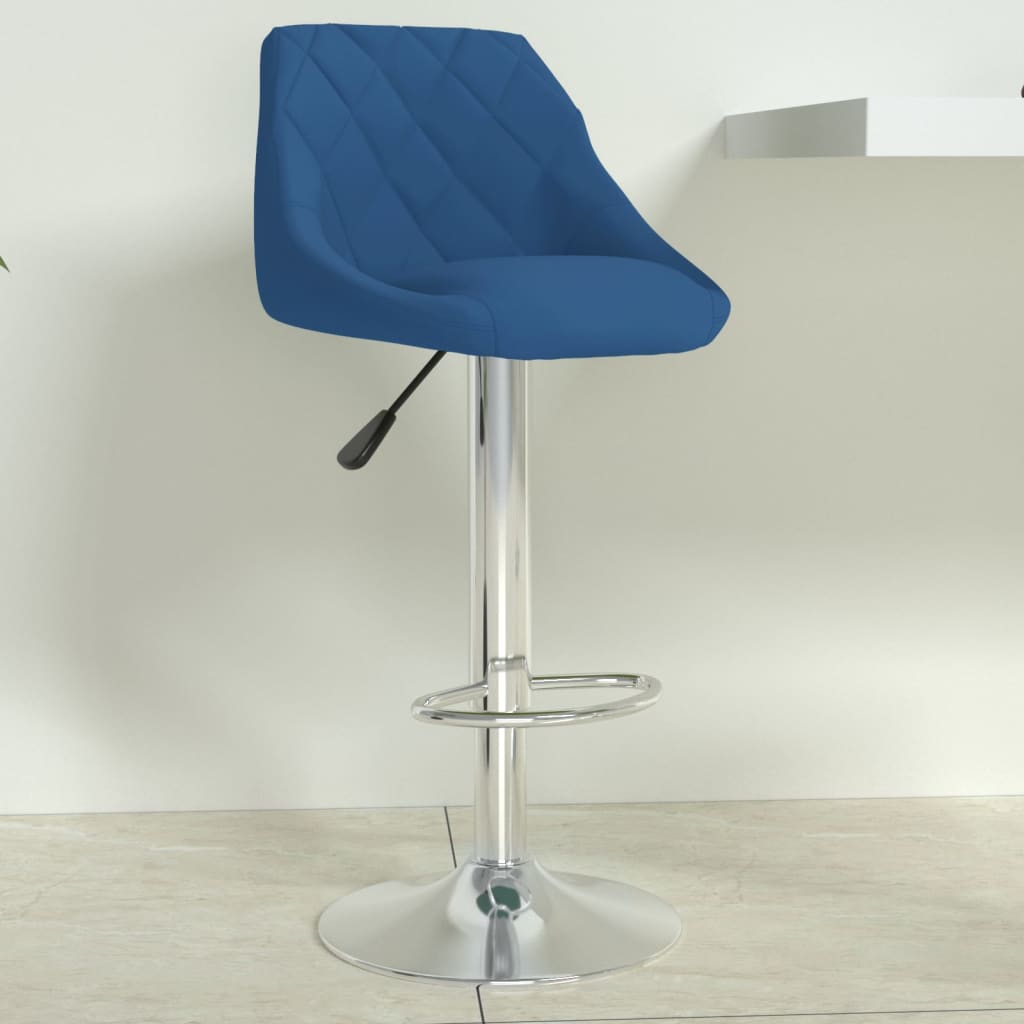 Scaun de bar, albastru, catifea — imaginea 2