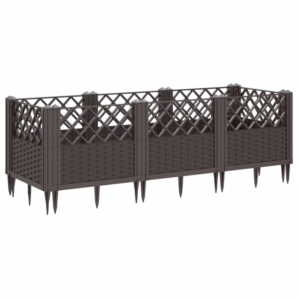 Jardiniera de gradina cu tarusi, maro, 123,5x43,5x43,5 cm, PP — imaginea 5
