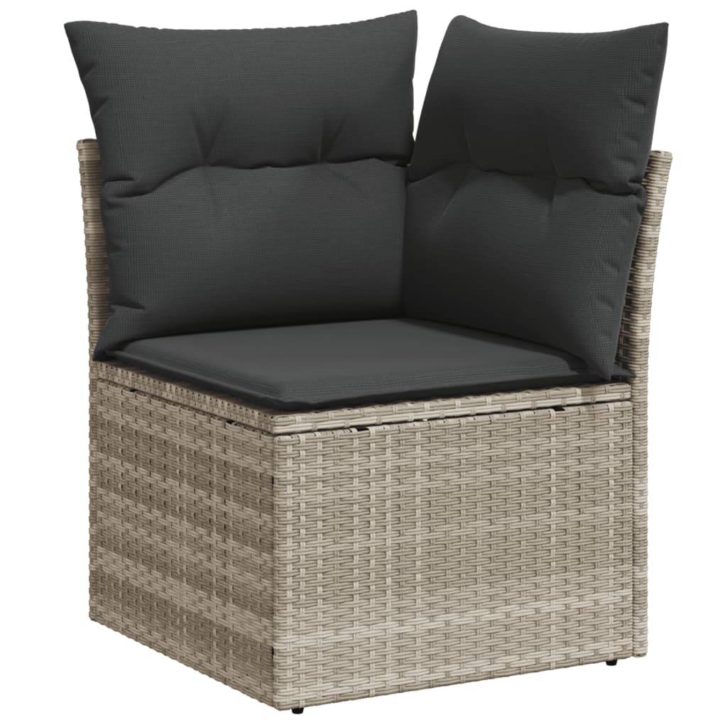 Set canapele de gradina cu perne, 7piese gri deschis poliratan — imaginea 7