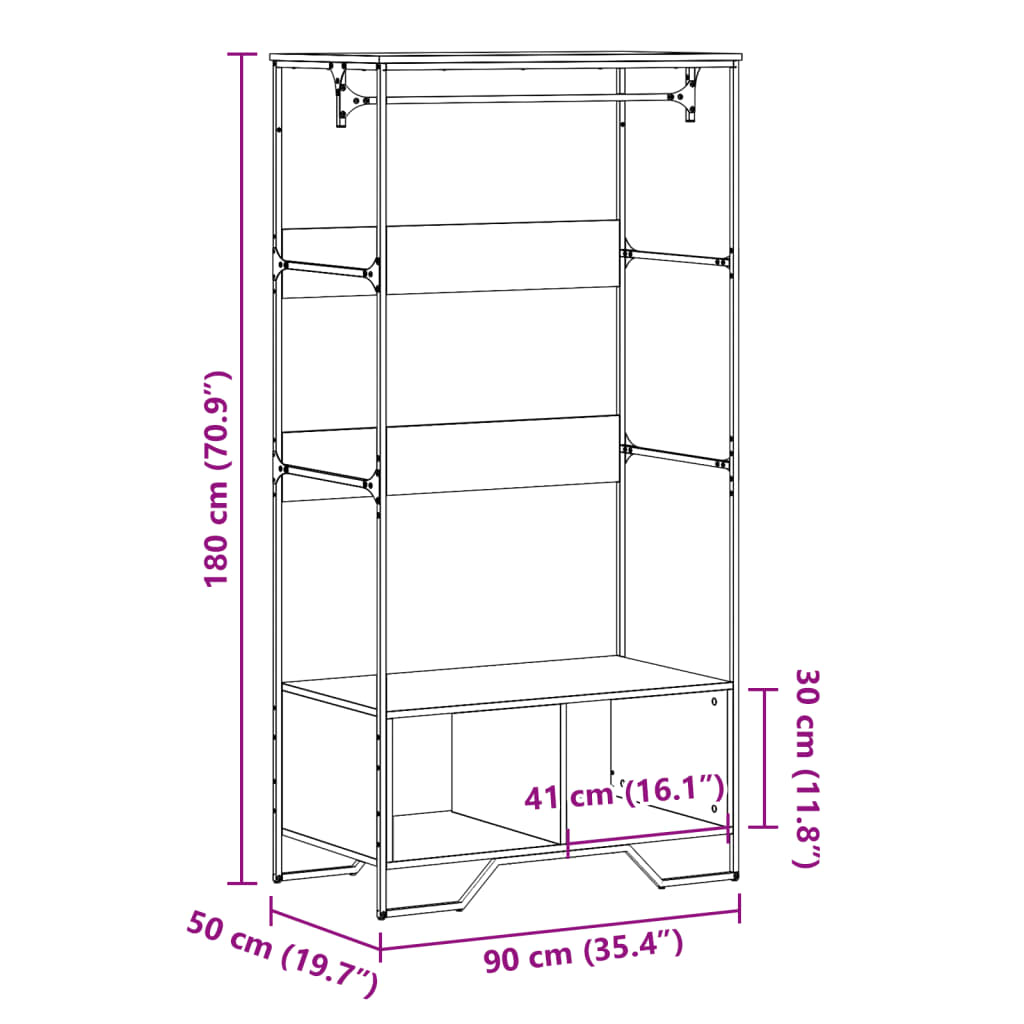 Sifonier, stejar maro, 90x50x180 cm, lemn prelucrat — imaginea 9