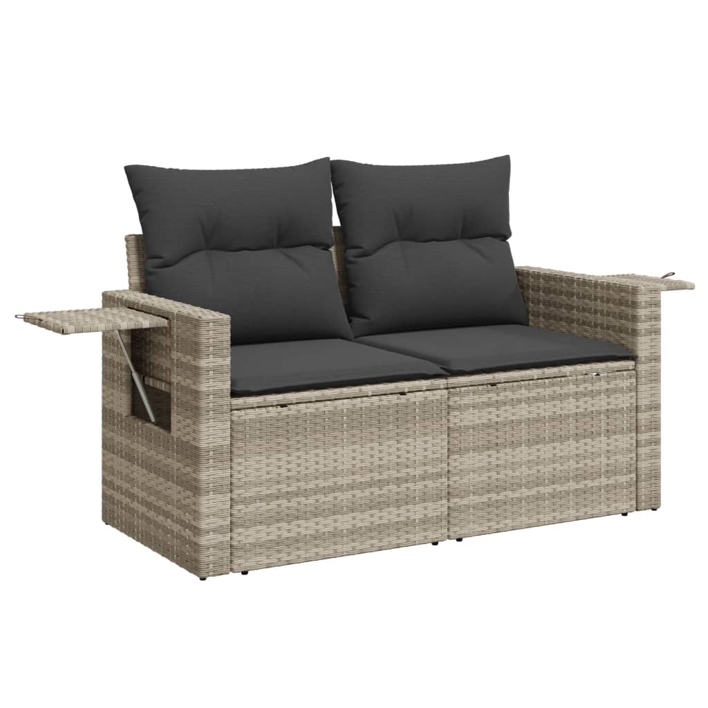 Set mobilier de gradina cu perne, 8 piese gri deschis poliratan — imaginea 4