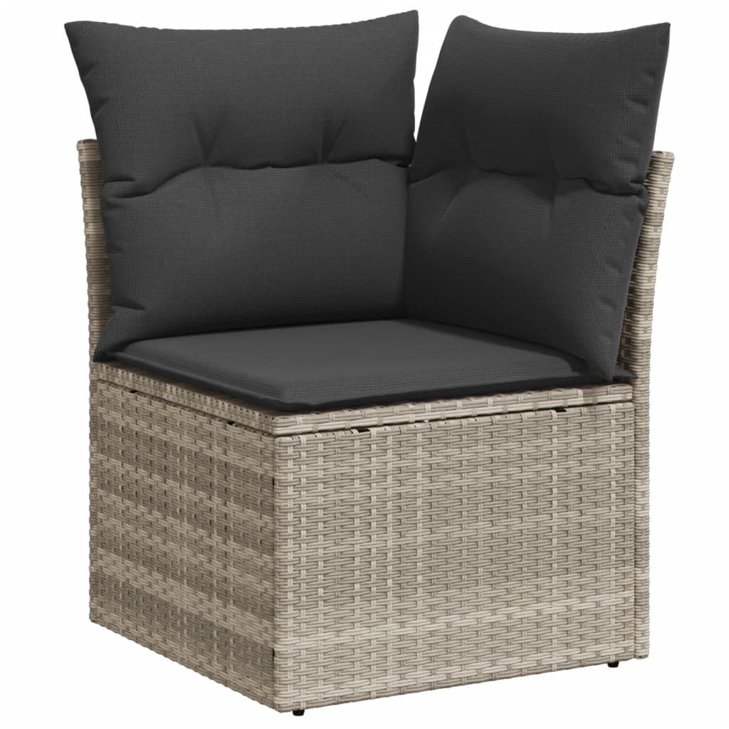 Set mobilier de gradina cu perne, 8 piese gri deschis poliratan — imaginea 5