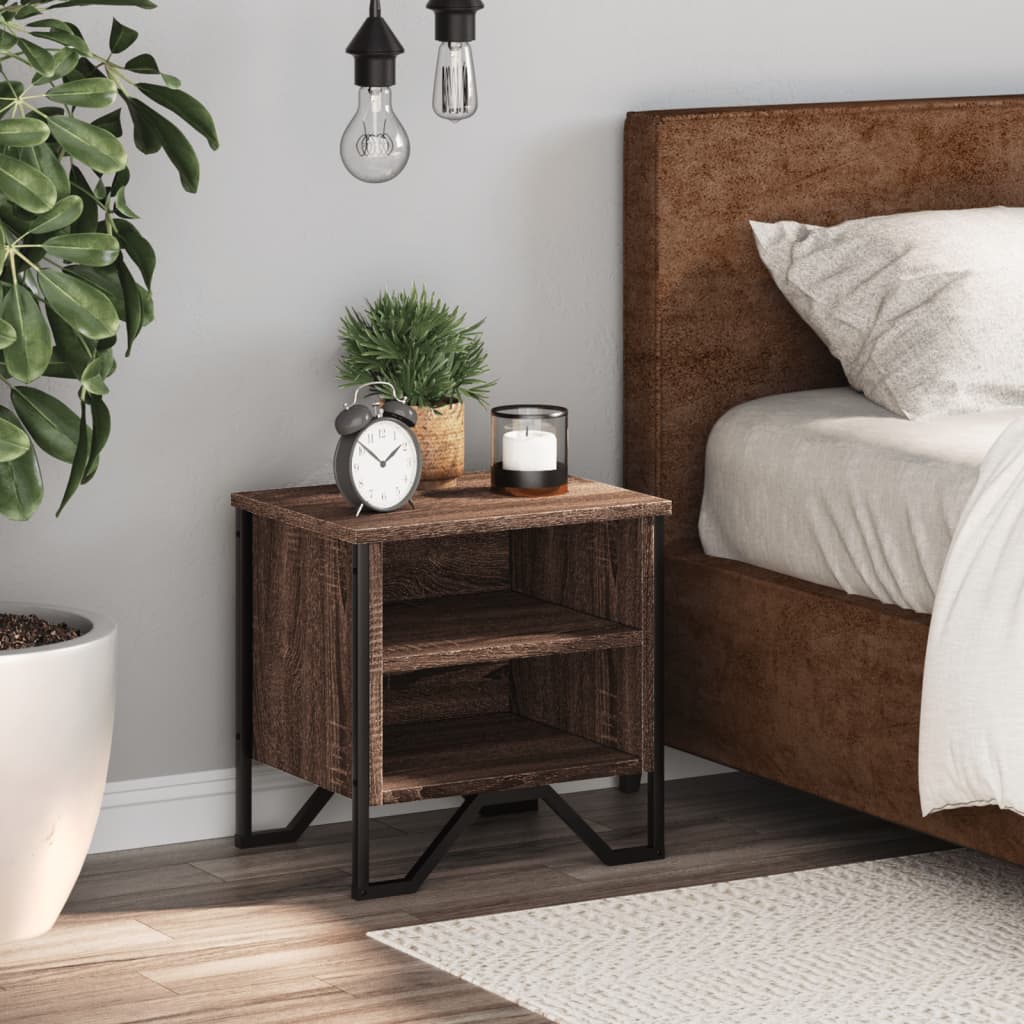 Noptiera, stejar maro, 40x30x40 cm, lemn prelucrat — imaginea 3