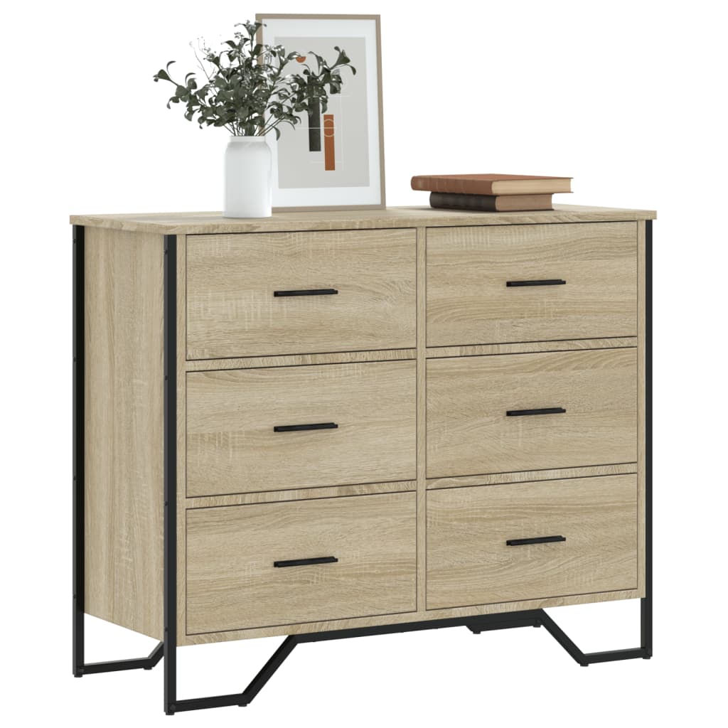 Comoda cu sertare, stejar sonoma 91x35,5x74,5 cm lemn prelucrat — imaginea 2