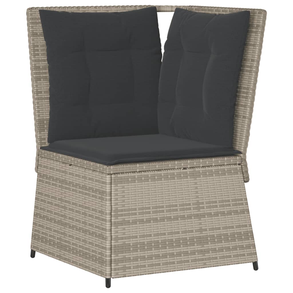 Set mobilier gradina cu perne, 5 piese, gri deschis, poliratan — imaginea 6