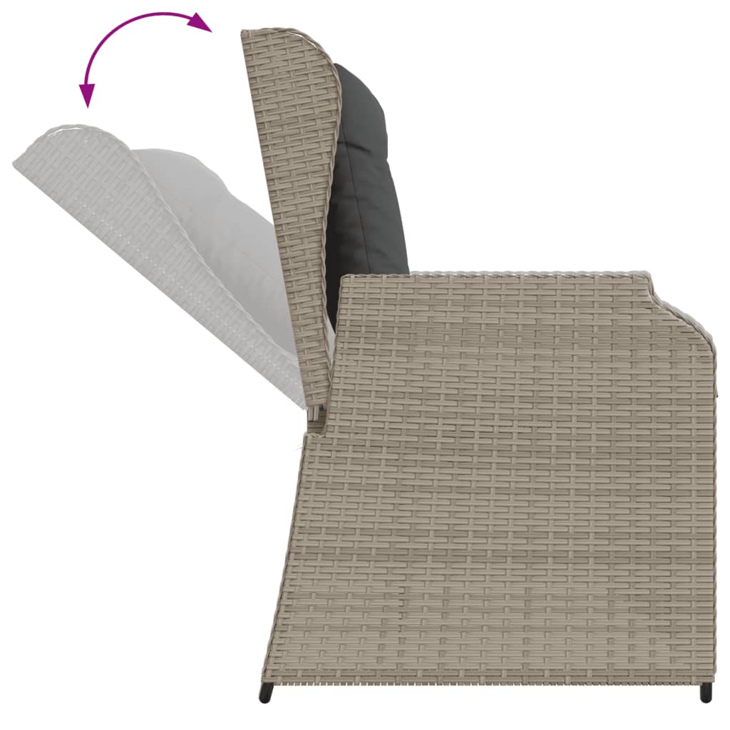 Set mobilier gradina cu perne, 5 piese, gri deschis, poliratan — imaginea 8