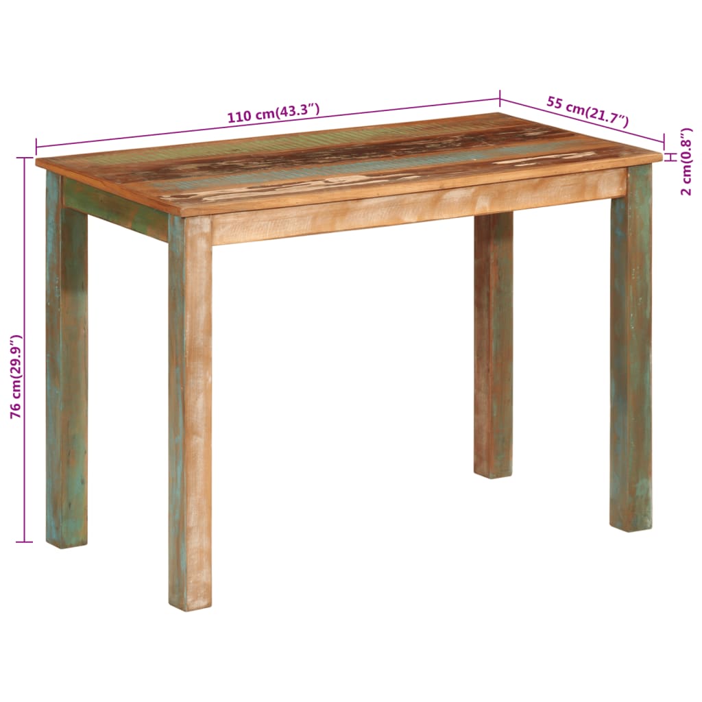 Masa de bucatarie, 110x55x76 cm, lemn masiv reciclat — imaginea 9