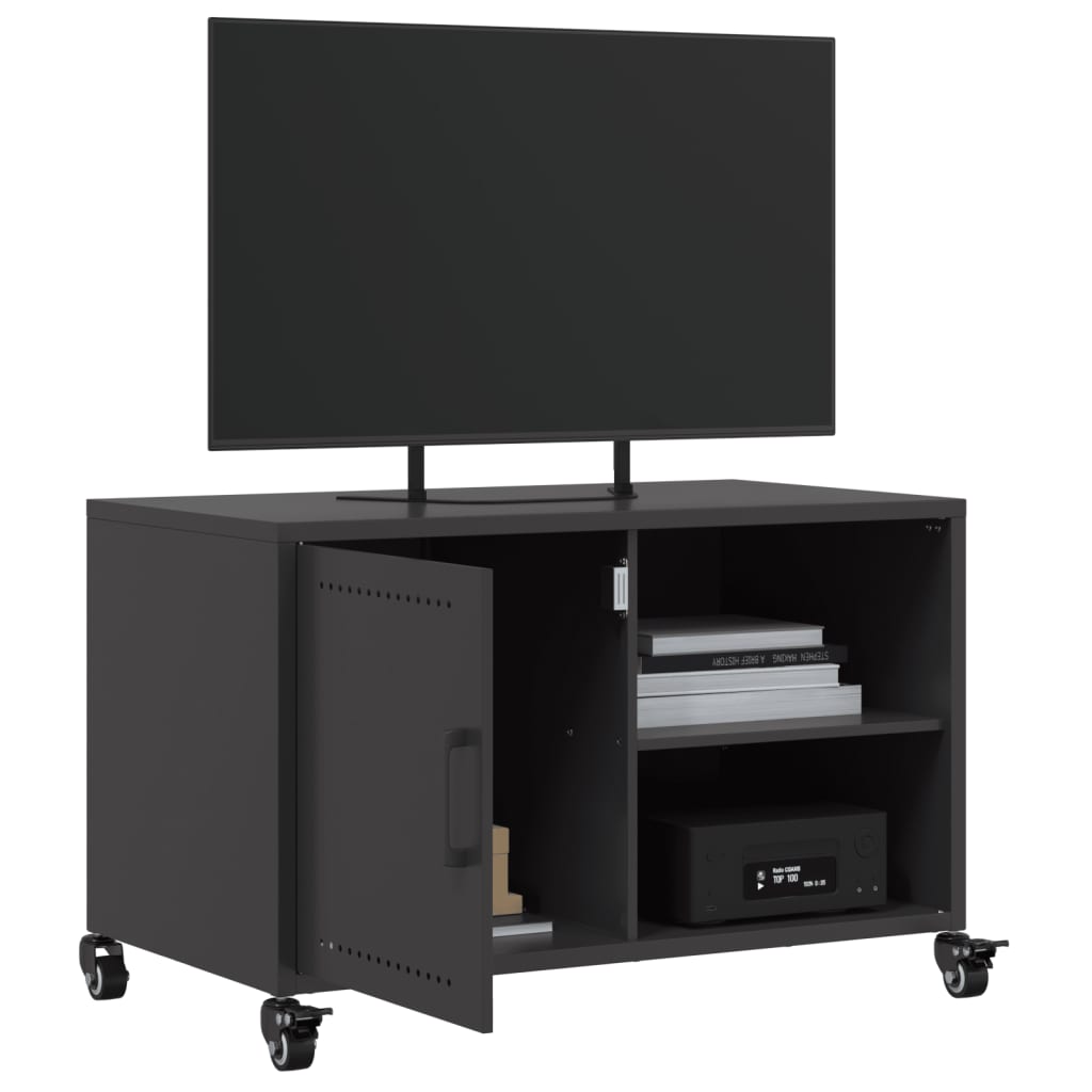 Dulap TV, negru, 68x39x43,5 cm, otel laminat la rece — imaginea 5