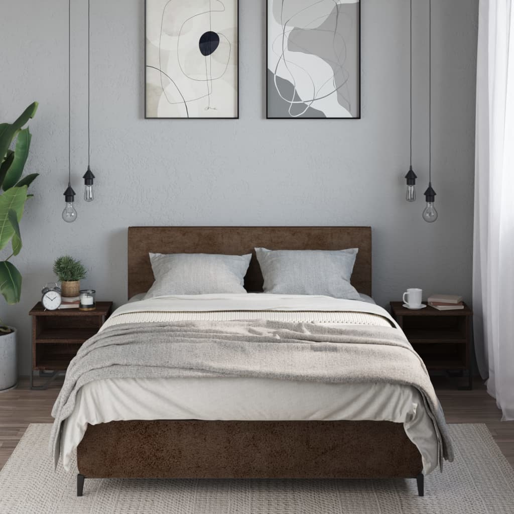 Noptiere, 2 buc., stejar maro, 40x30x40 cm, lemn prelucrat — imaginea 3