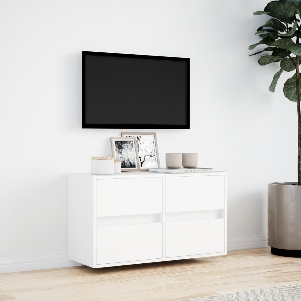 Comoda TV de perete cu lumini LED, alb, 80x31x45 cm — imaginea 4