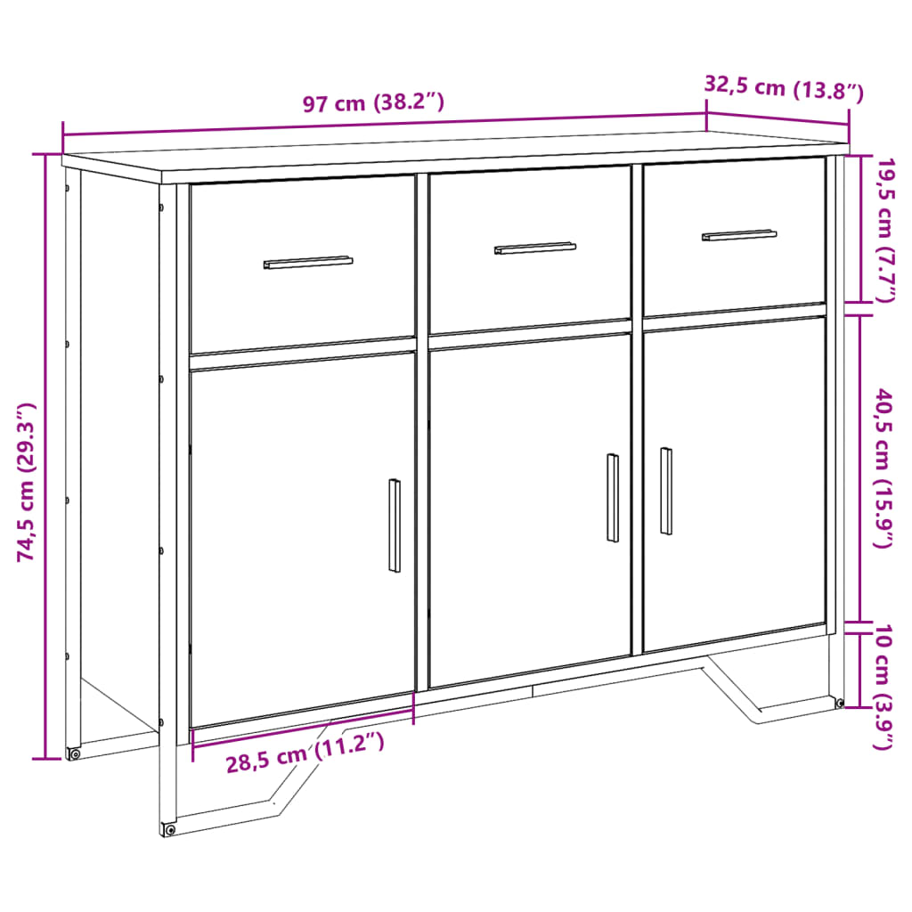Dulap, gri sonoma, 97x32,5x74,5 cm, lemn prelucrat — imaginea 11