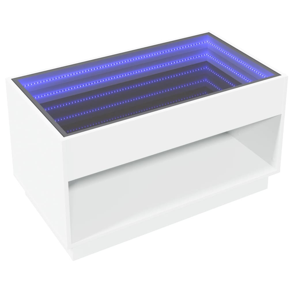 Masuta de cafea cu LED infinity, alb, 90x50x50 cm — imaginea 5
