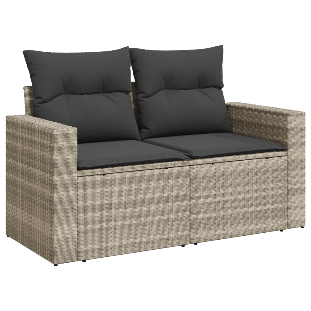 Set canapele de gradina cu perne, 7piese gri deschis poliratan — imaginea 4