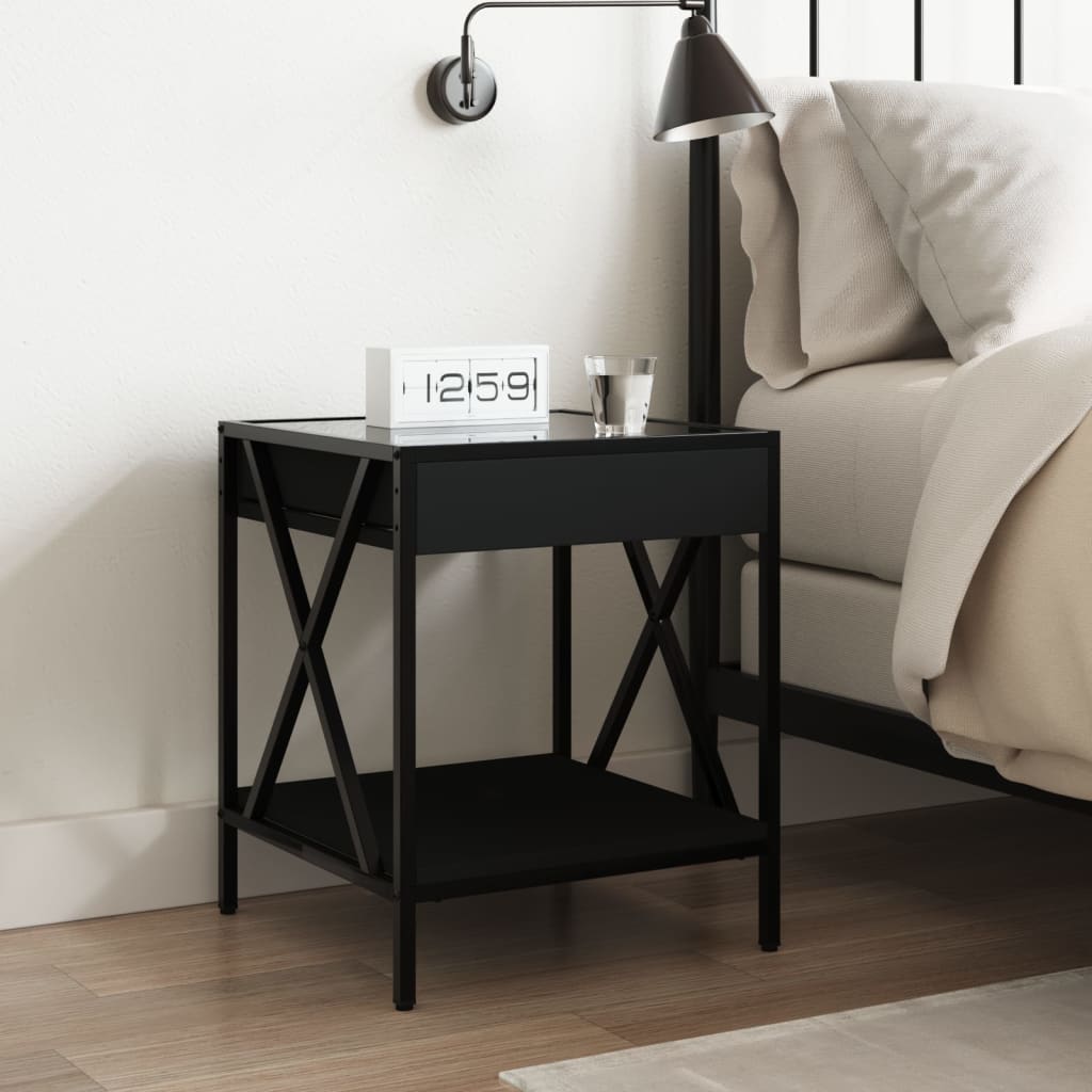 Noptiera cu LED infinity, negru, 40x40x49 cm — imaginea 4