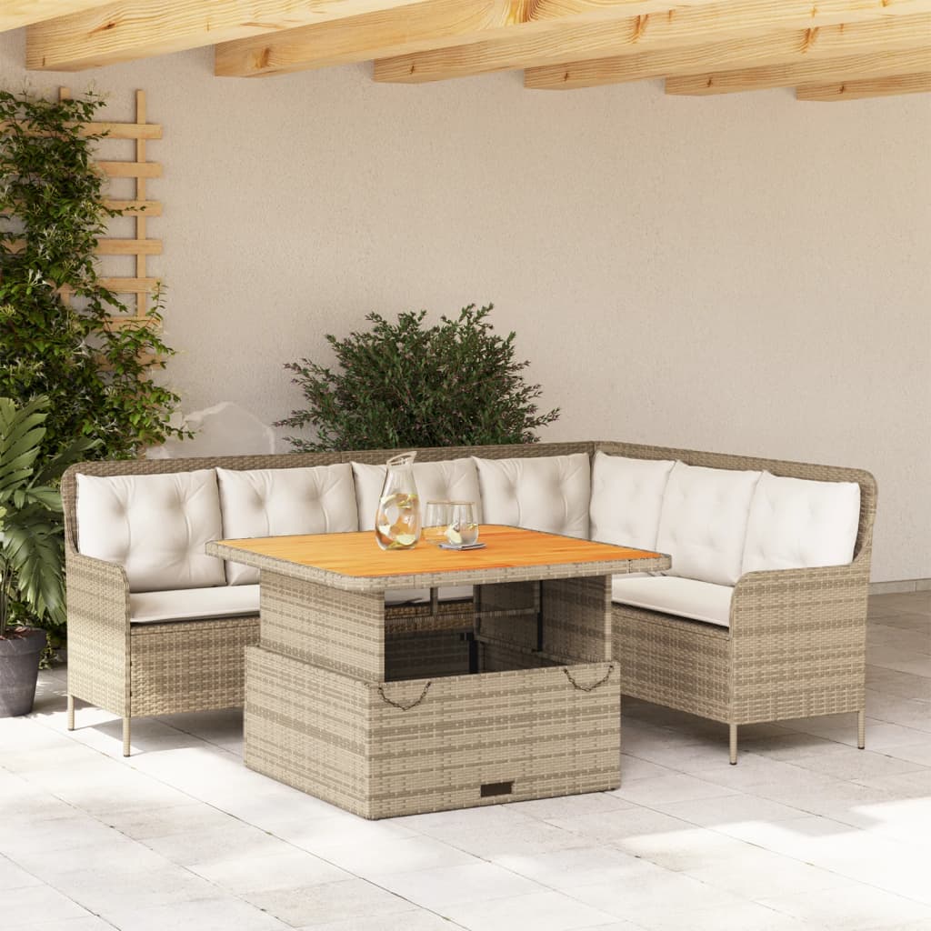 Set canapele de gradina cu perne, 2 piese, bej, poliratan — imaginea 2